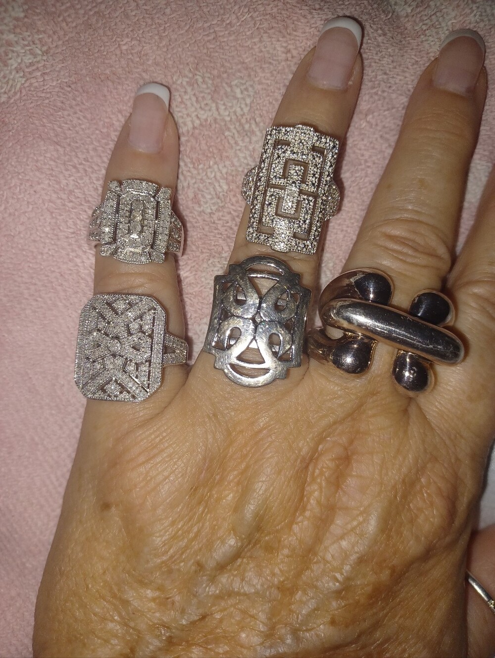 .925 Sterling Silver Rings Total Of 5